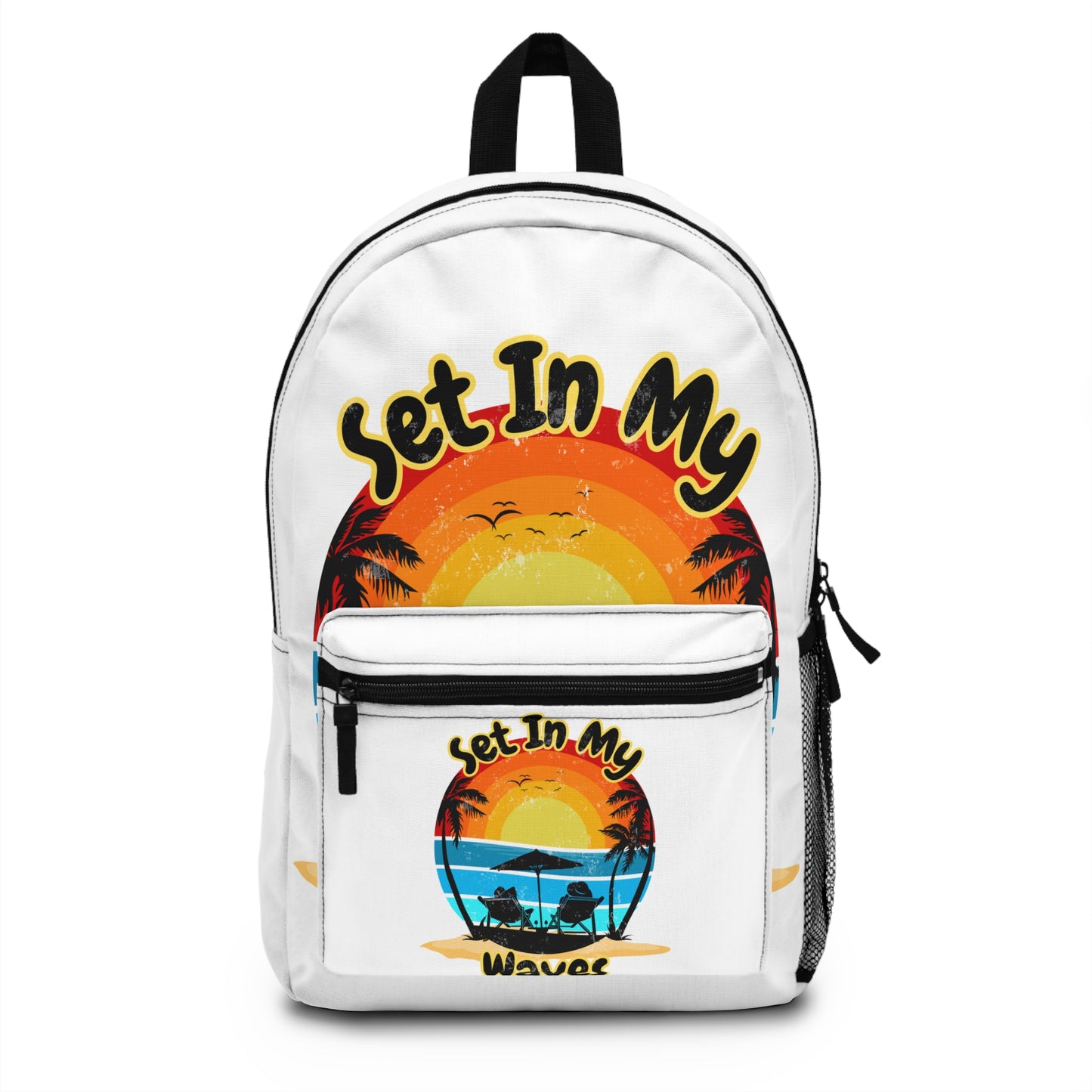 "Set In My Waves" Tropical Summer Backpack - Beach Travel Bag, Personalized School Pack, Vacation Essentials, Gift for Students