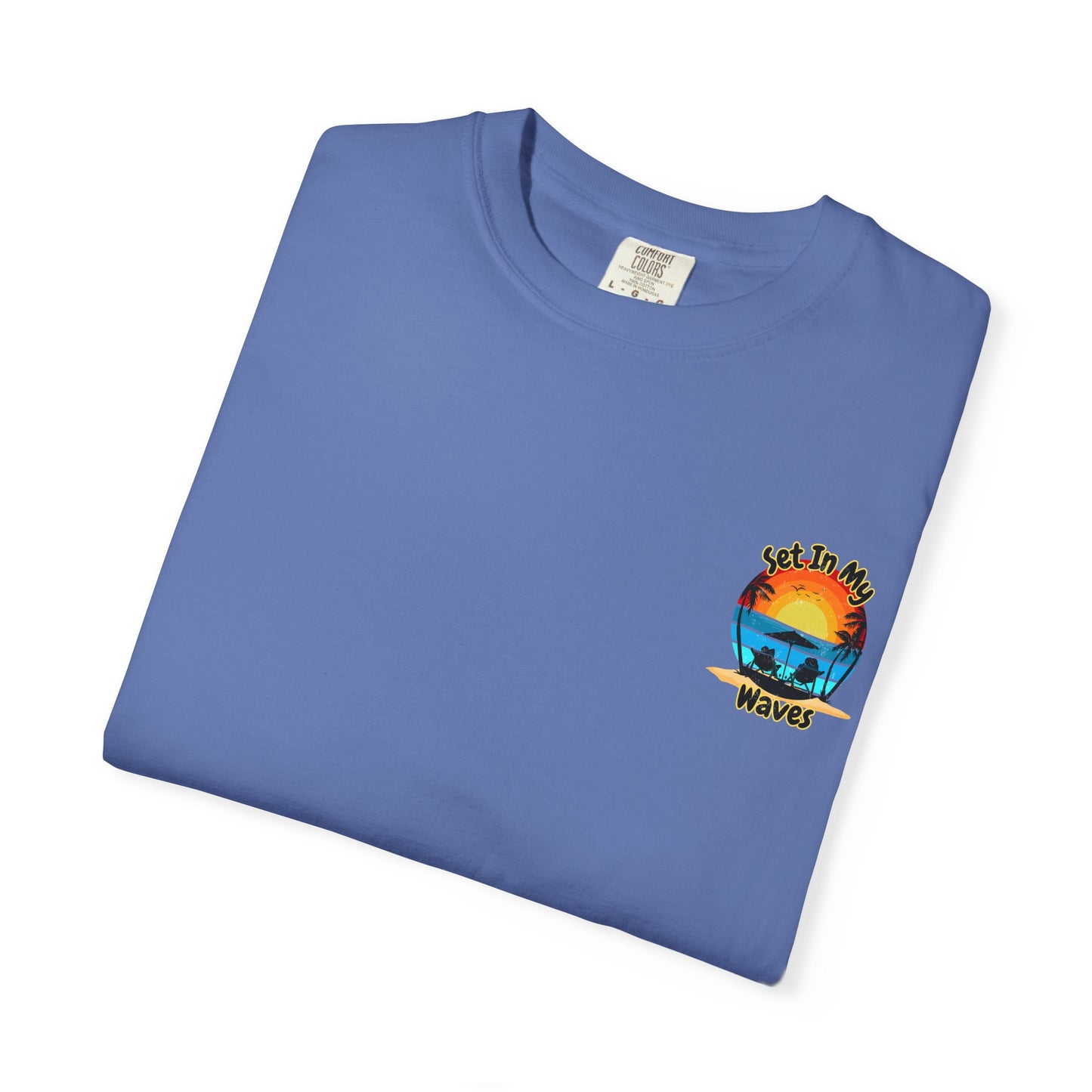 Sunset Surf T-Shirt — "Set In My Waves" Retro Beach Graphic Tee