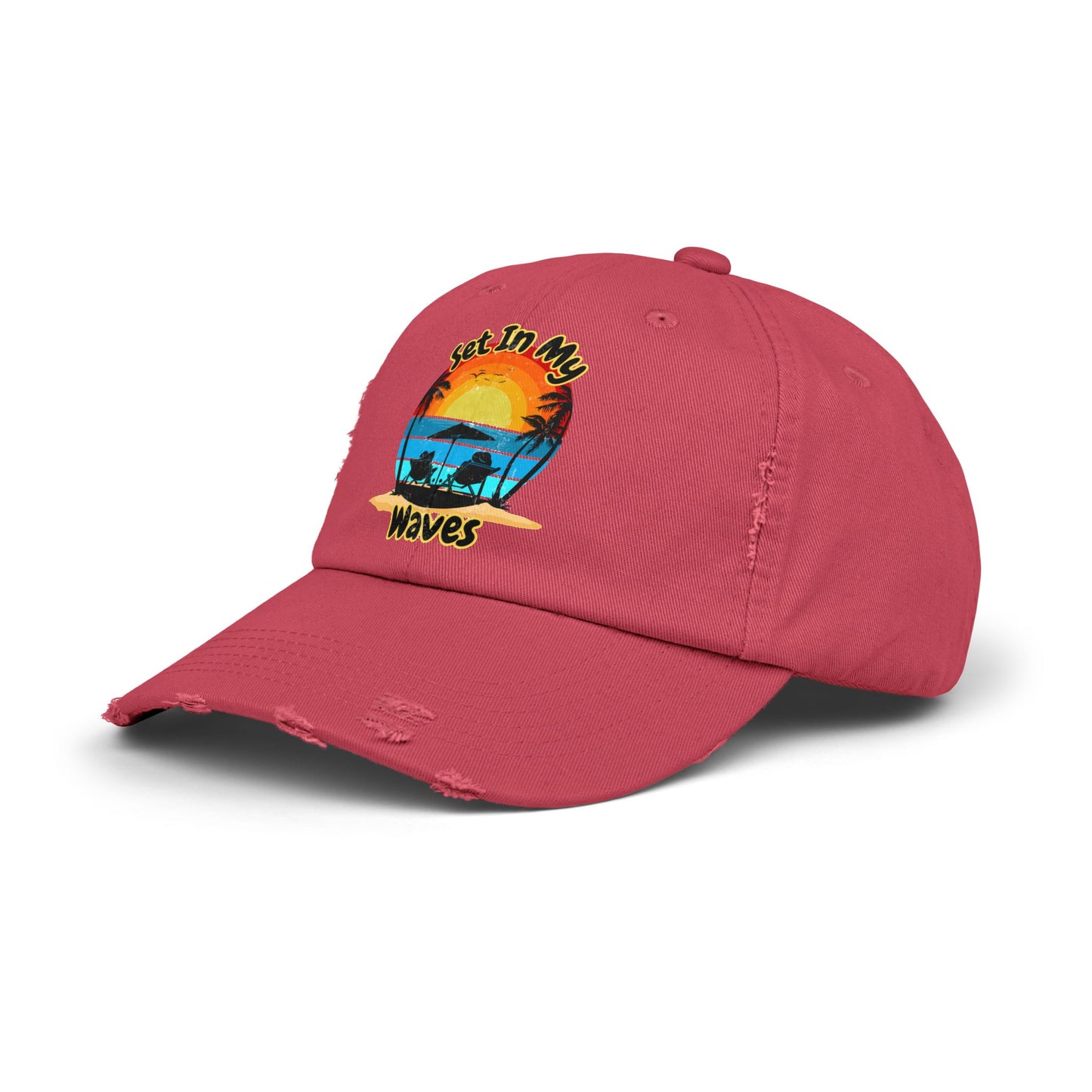 "Set In My Waves" Tropical Distressed Cap