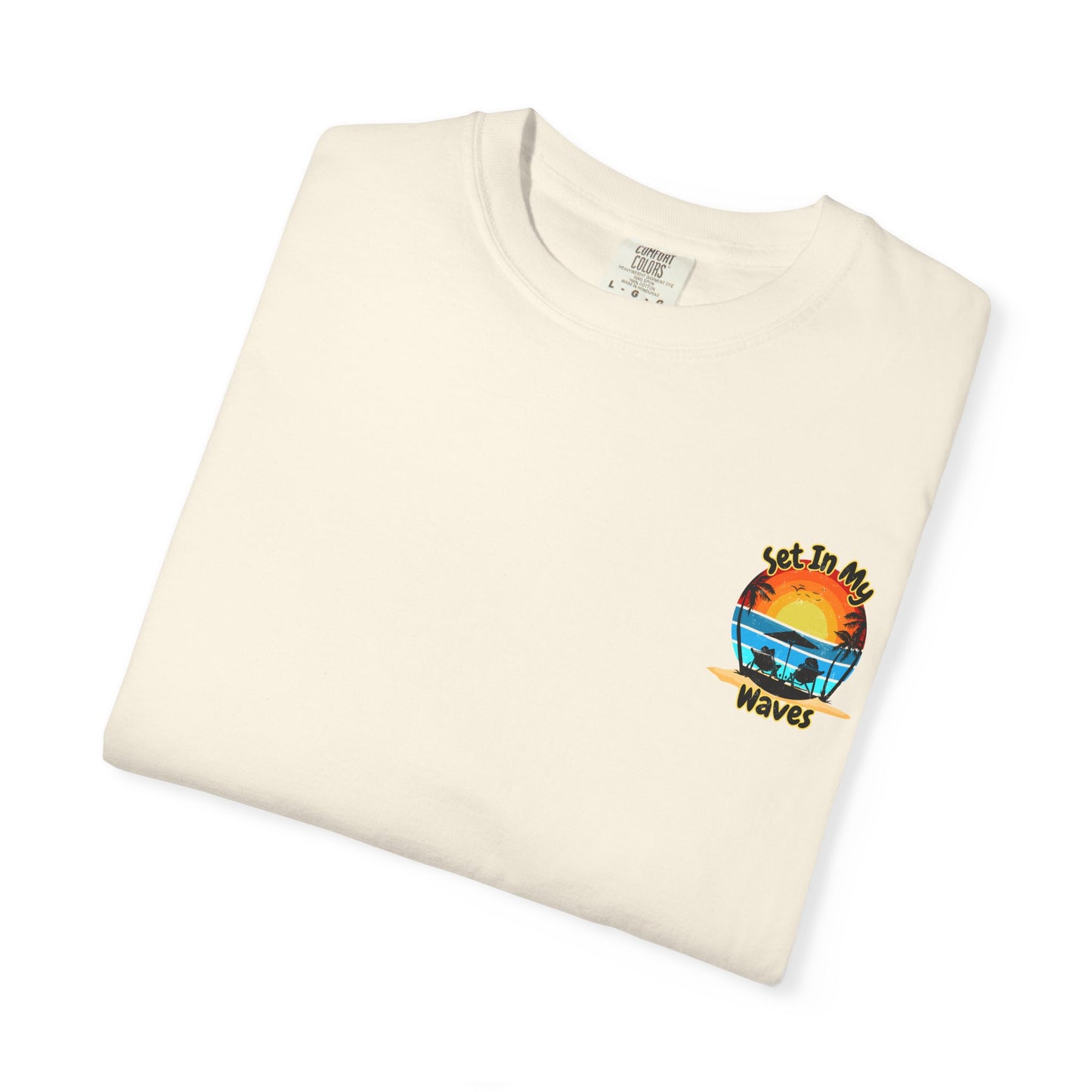 Sunset Surf T-Shirt — "Set In My Waves" Retro Beach Graphic Tee