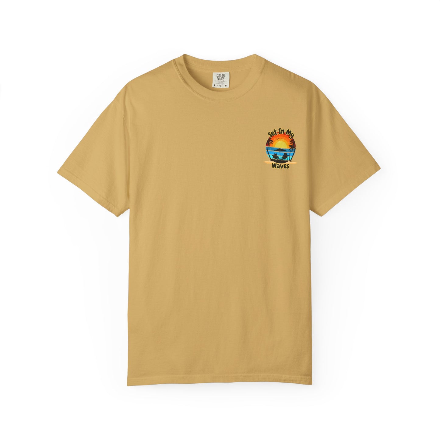 Sunset Surf T-Shirt — "Set In My Waves" Retro Beach Graphic Tee