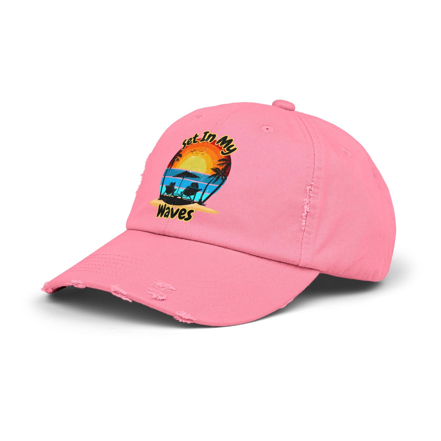 "Set In My Waves" Tropical Distressed Cap