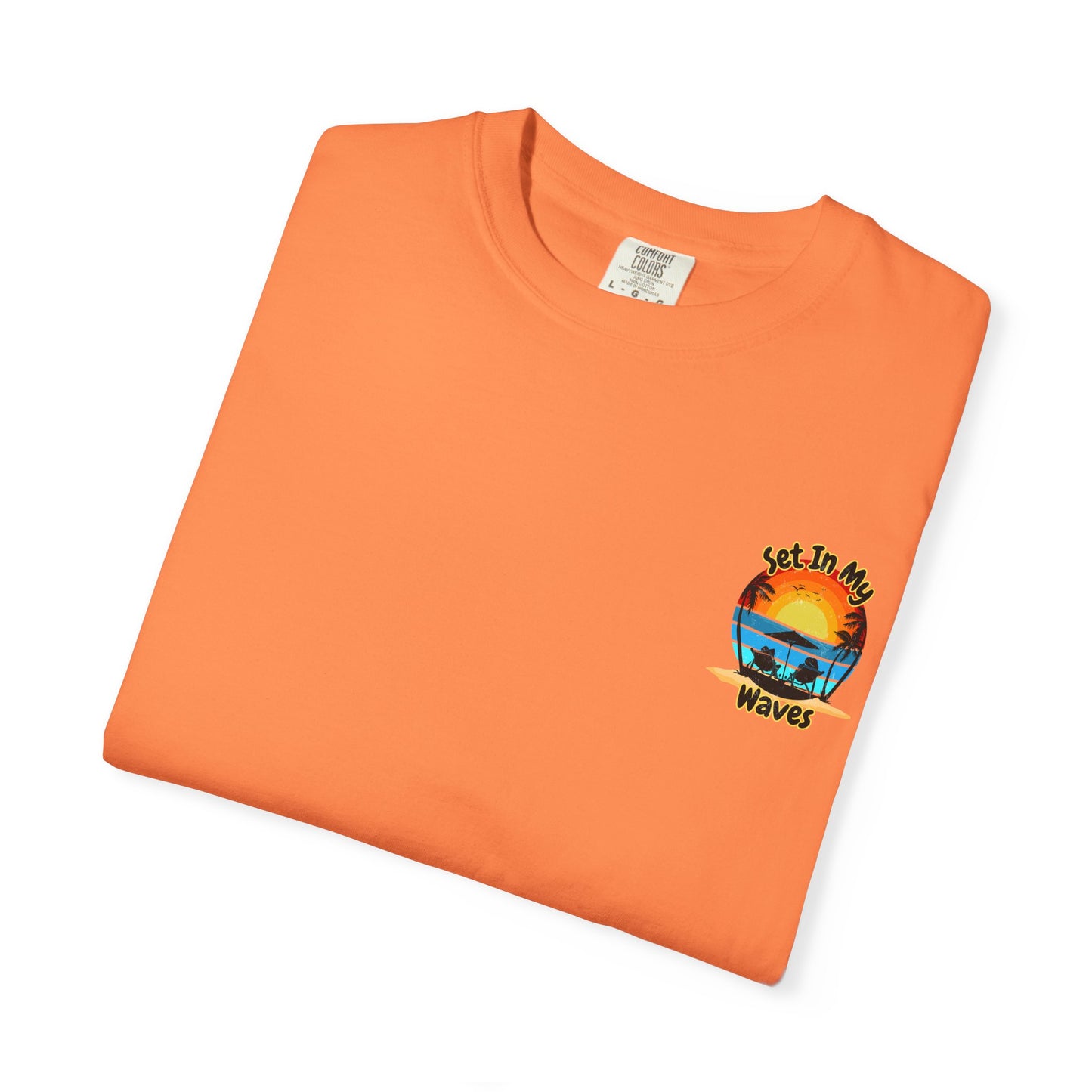 Sunset Surf T-Shirt — "Set In My Waves" Retro Beach Graphic Tee